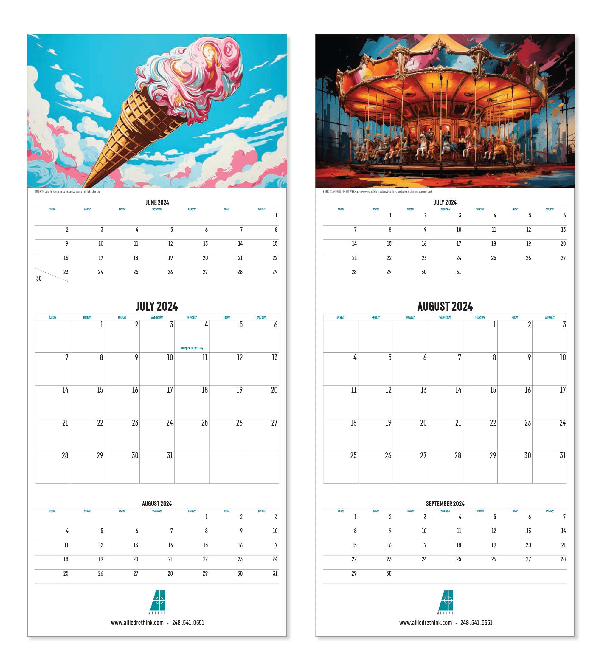 Allied calendar AI Sander's ice cream and Boblo merry-go-round