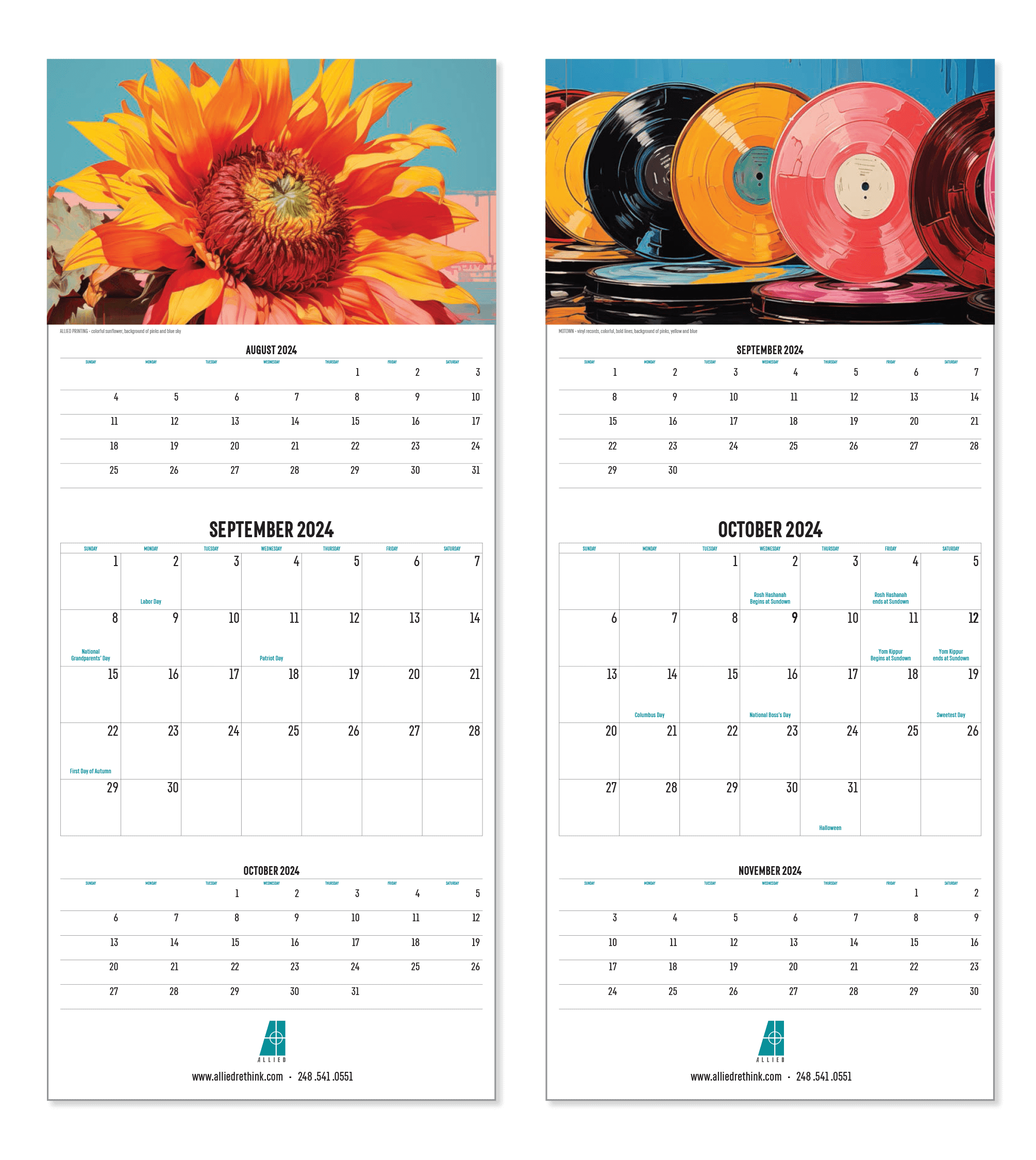 Allied calendar sunflower and Motown records