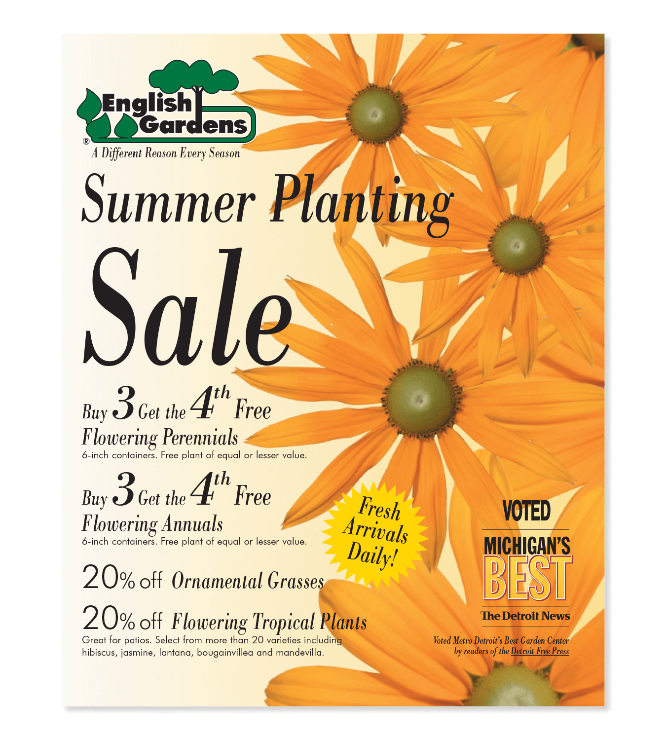 Summer Planting Hot sheet flyer for English Gardens