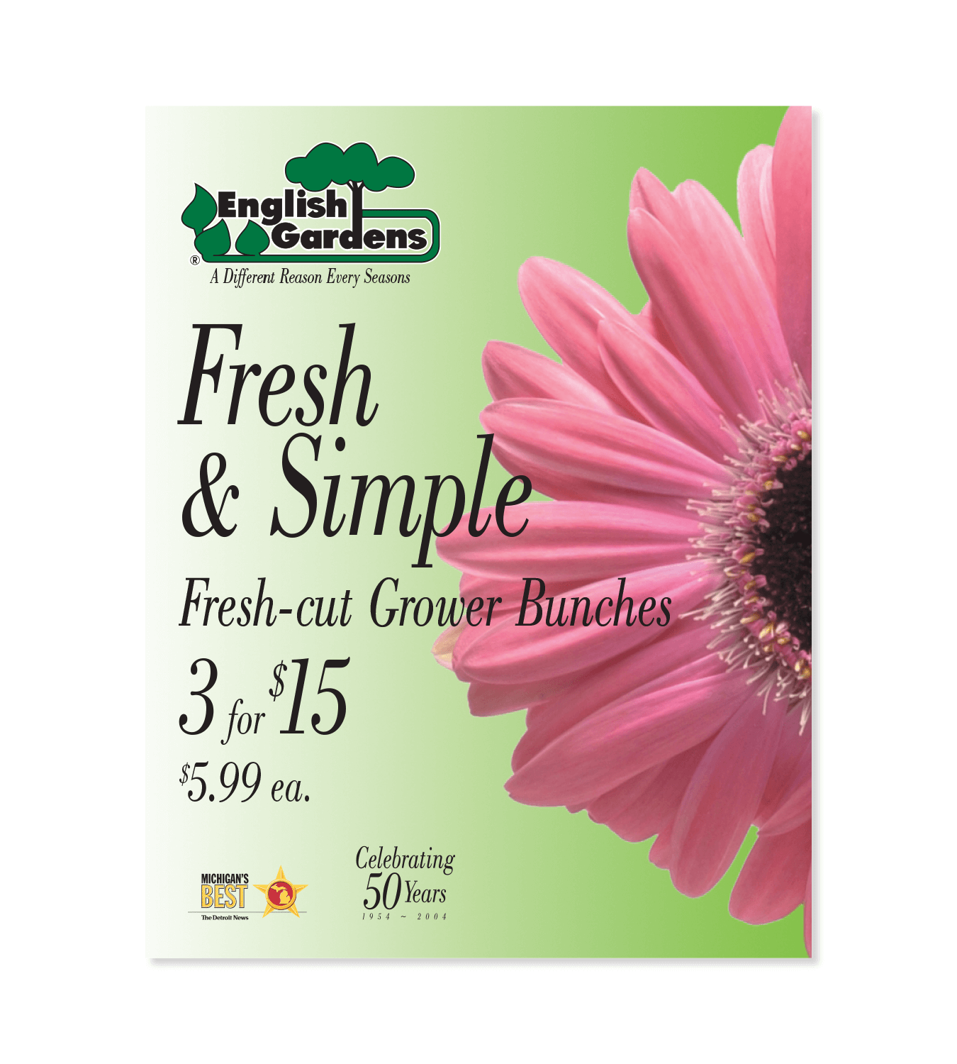 Fresh and Simple Hot sheet flyer for English Gardens