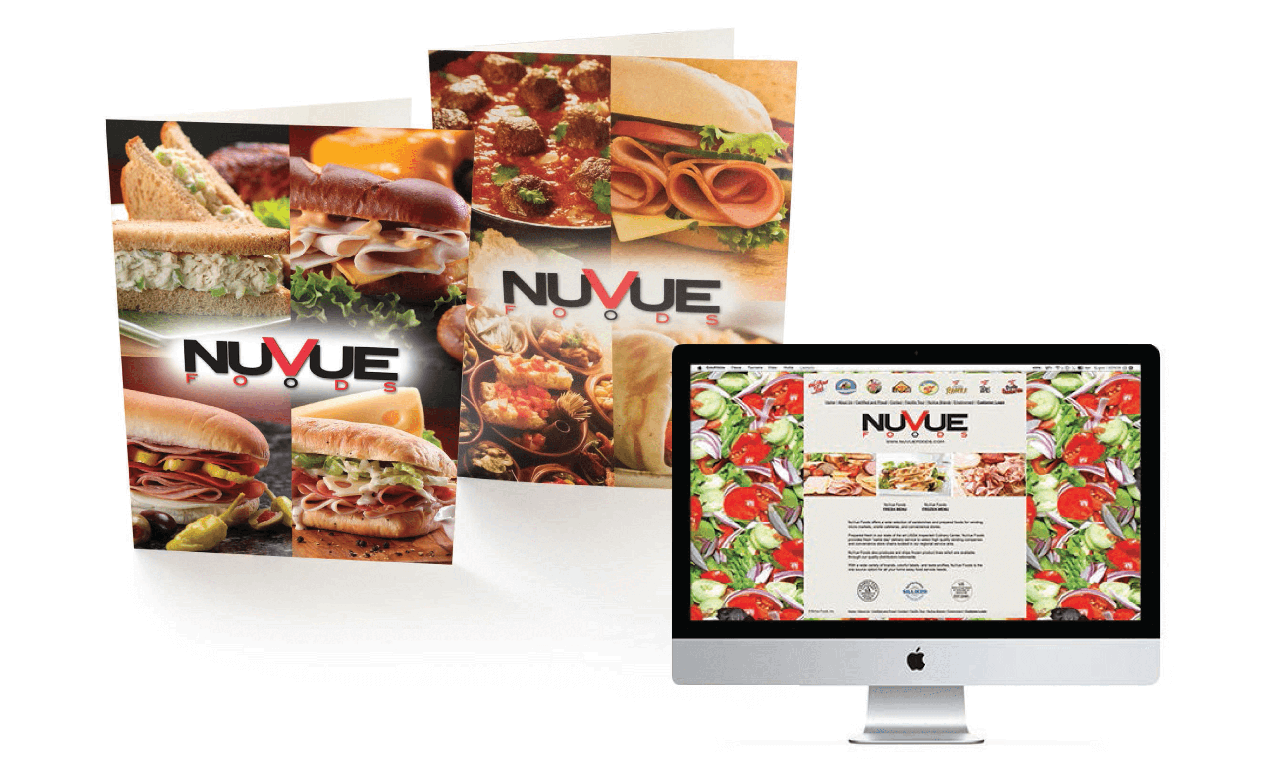 NuVue brand identity promotion pocket folder and website