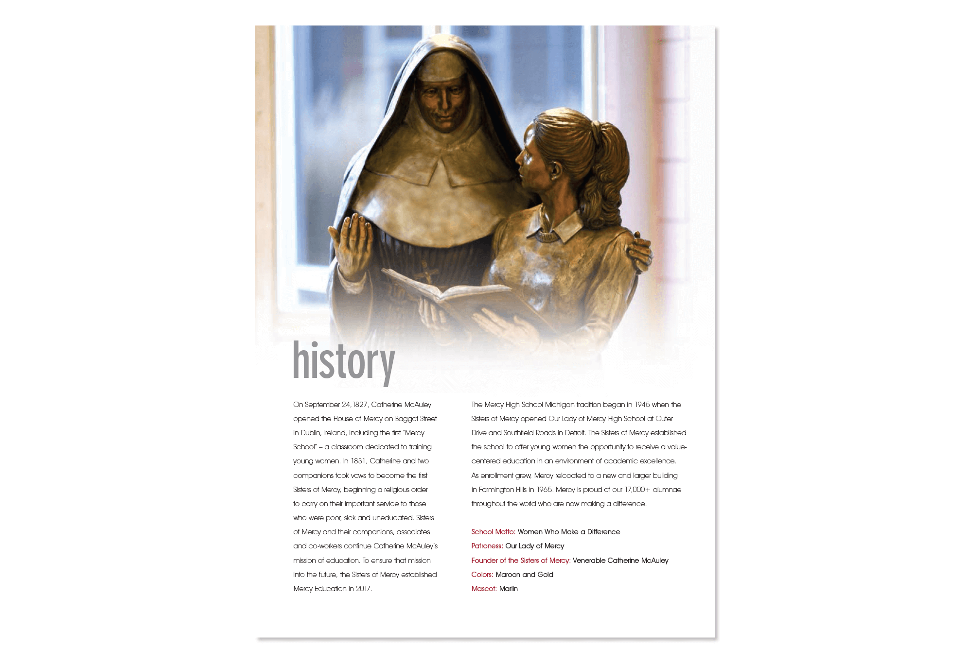 admissions brochure campaign history page
