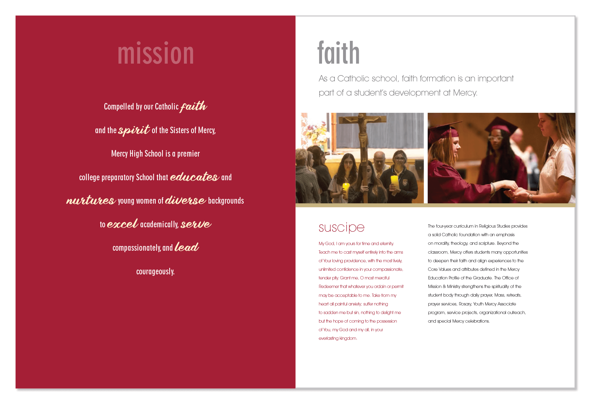 admissions brochure mission and faith pages