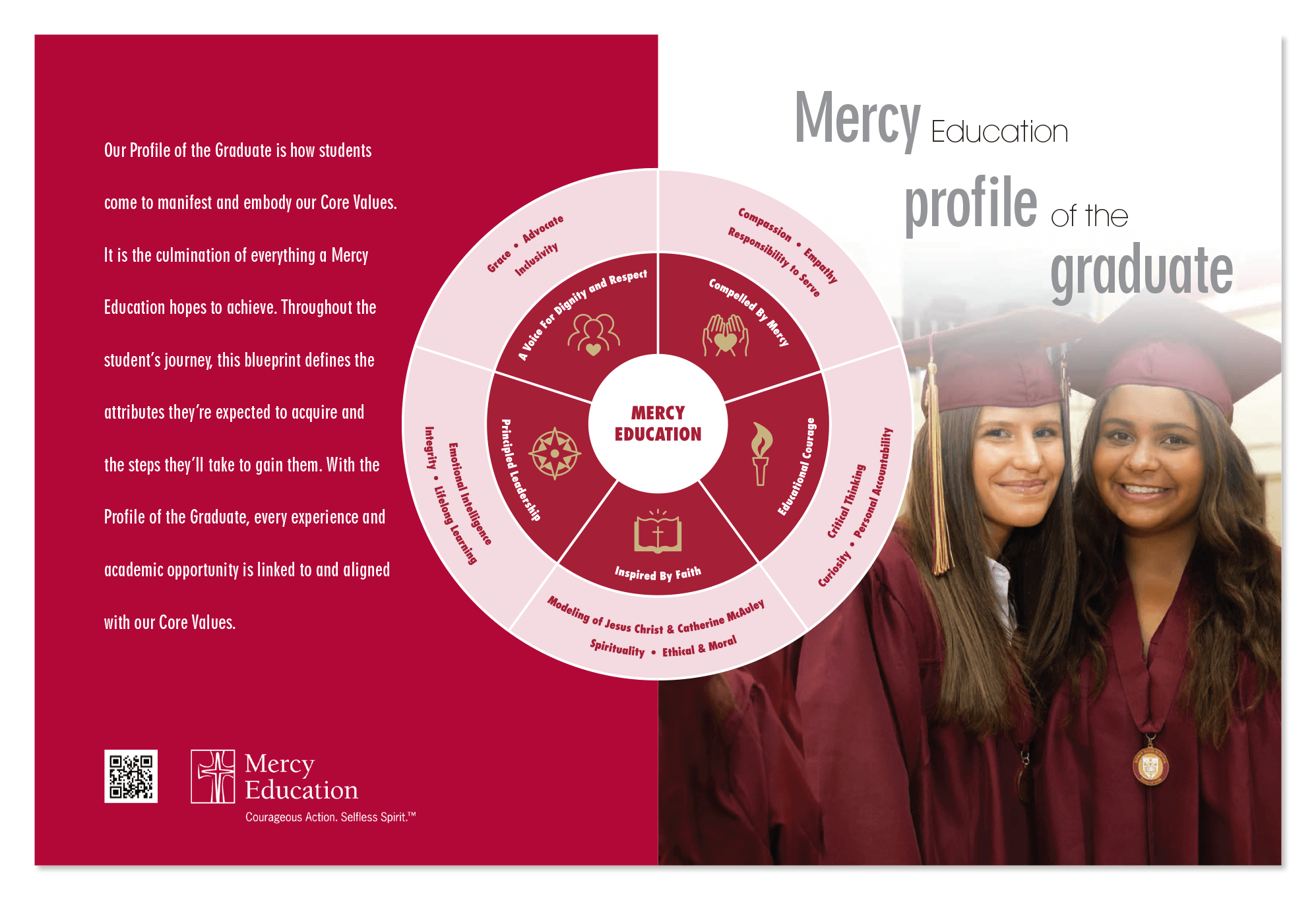logo branding admissions brochure mercy education profile of the graduate