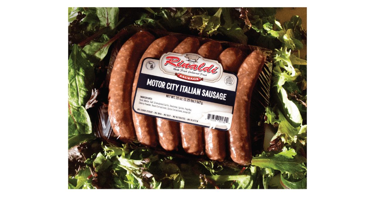 packaging design Rinaldi brand identity package Motor City Italian Sausage