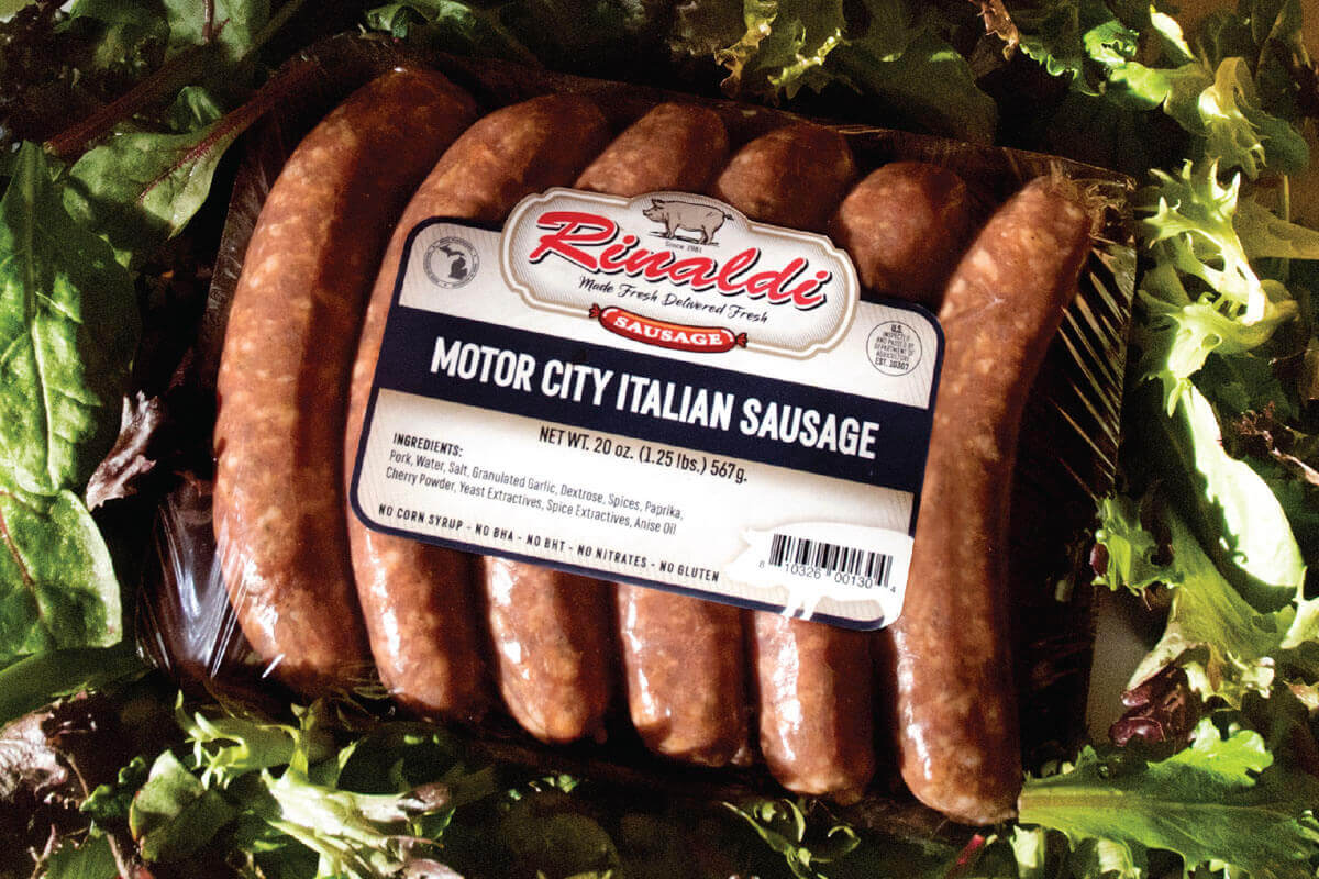 Rinaldi_sausage_motorCITY Rinaldi Sausage Motor City Italian Sausage label and branding for Rinaldi Sausage