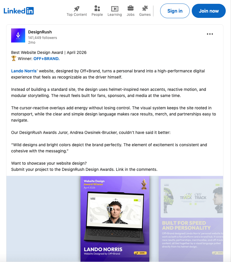 LinkedIN_noted https://www.linkedin.com/posts/designrush_best-website-design-award-winner-offbrand-activity-7450326776670576641-miNT